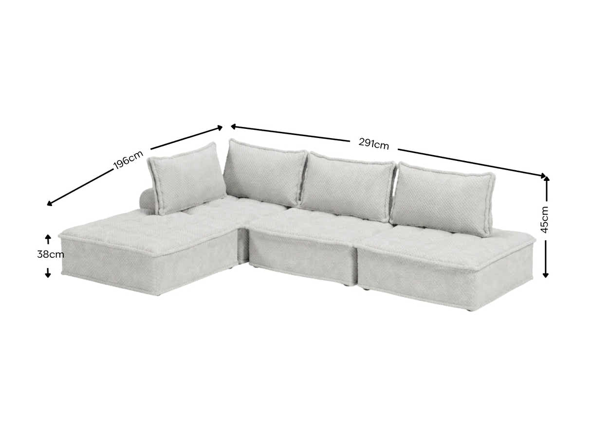 Suellen Sectional Sofa Set Pineapple Velvet - White
