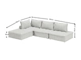 Suellen Sectional Sofa Set Pineapple Velvet - White