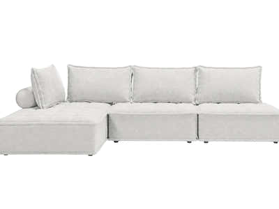 Suellen Sectional Sofa Set Pineapple Velvet - White