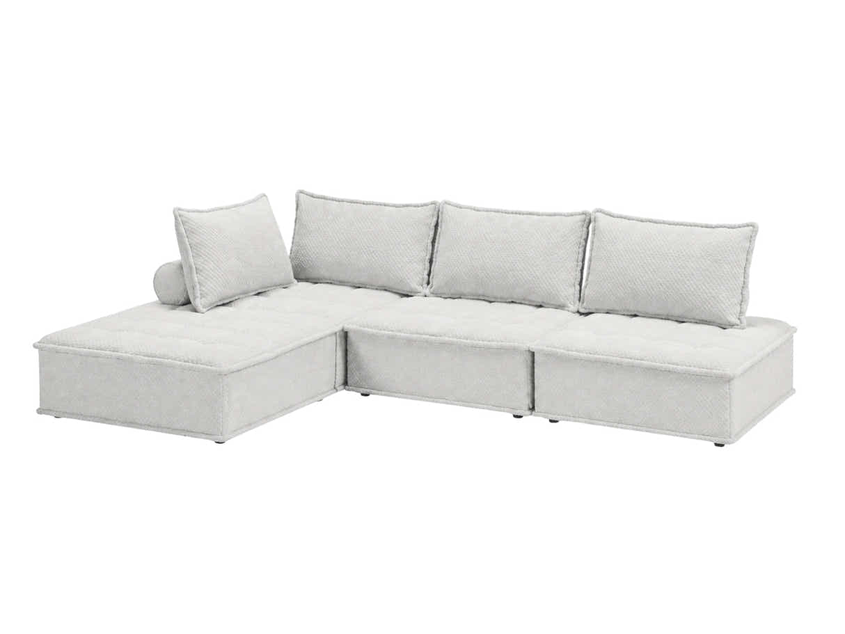 Suellen Sectional Sofa Set Pineapple Velvet - White