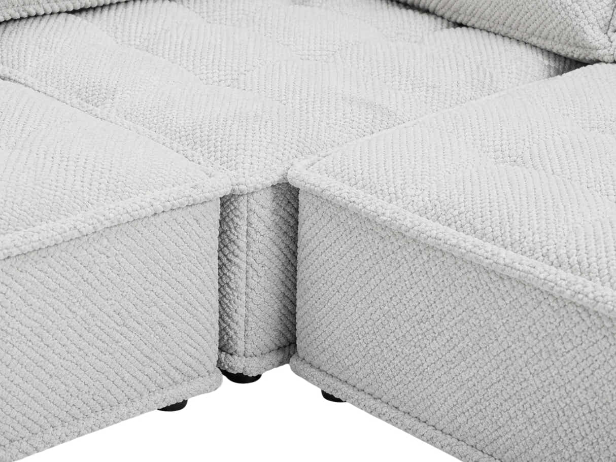 Suellen Sectional Sofa Set Pineapple Velvet - White