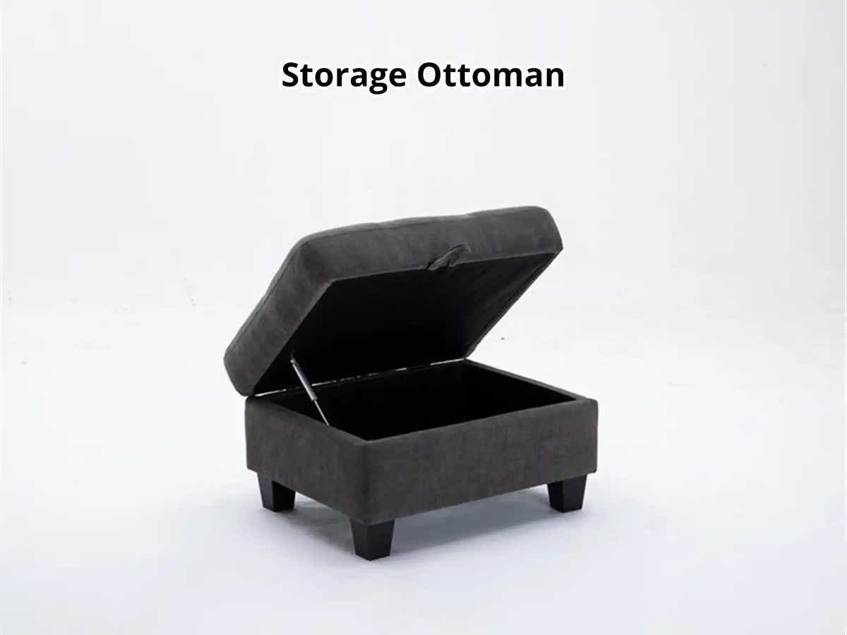 Paxton Modular Chenille 5-Seater & Ottoman Sofa Set - Dark Grey