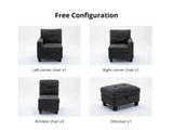 Paxton Modular Chenille 5-Seater & Ottoman Sofa Set - Dark Grey