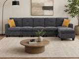 Paxton Modular Chenille 5-Seater & Ottoman Sofa Set - Dark Grey