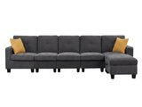 Paxton Modular Chenille 5-Seater & Ottoman Sofa Set - Dark Grey
