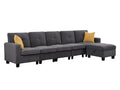 Paxton Modular Chenille 5-Seater & Ottoman Sofa Set - Dark Grey