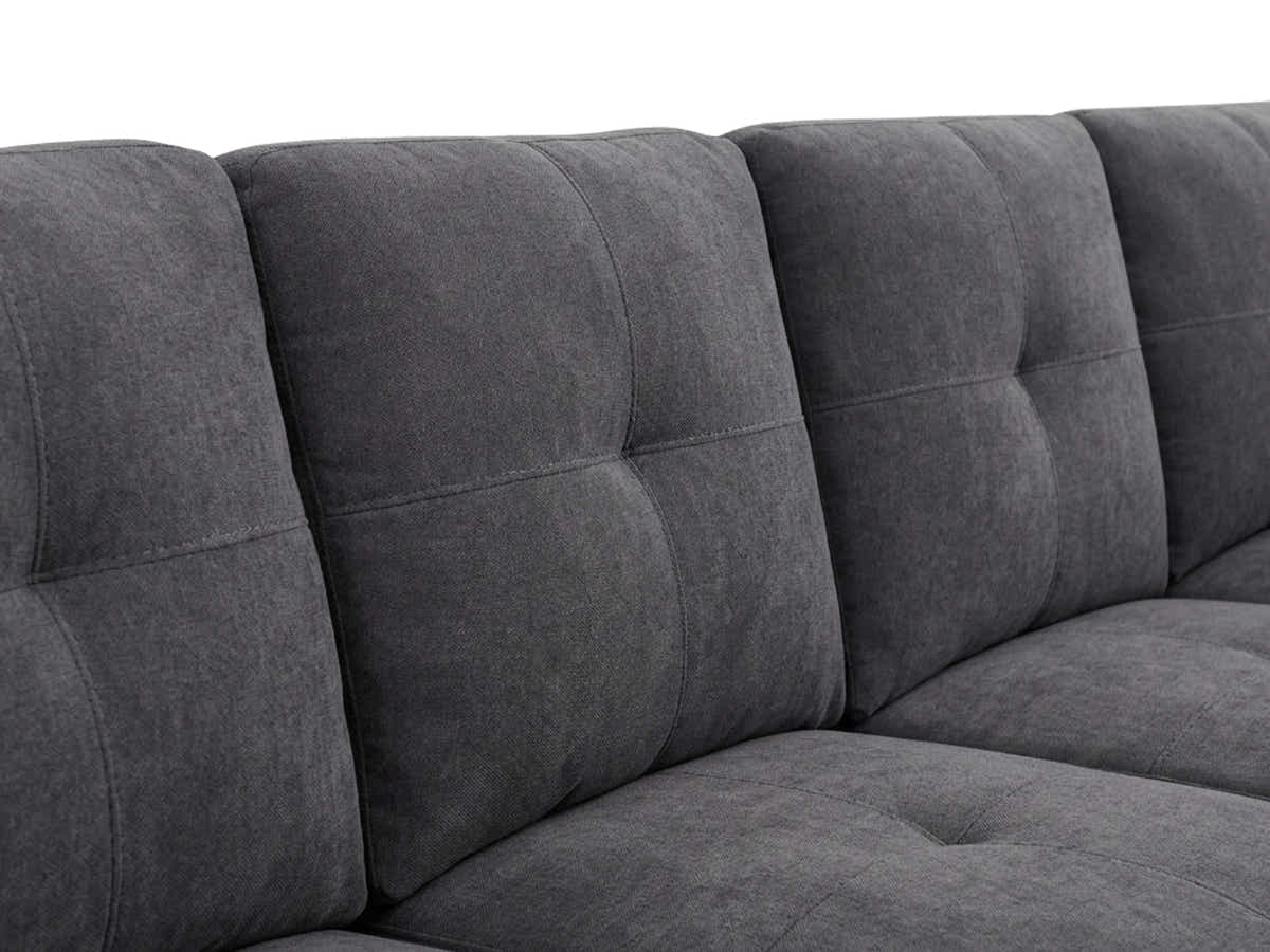 Paxton Modular Chenille 5-Seater & Ottoman Sofa Set - Dark Grey