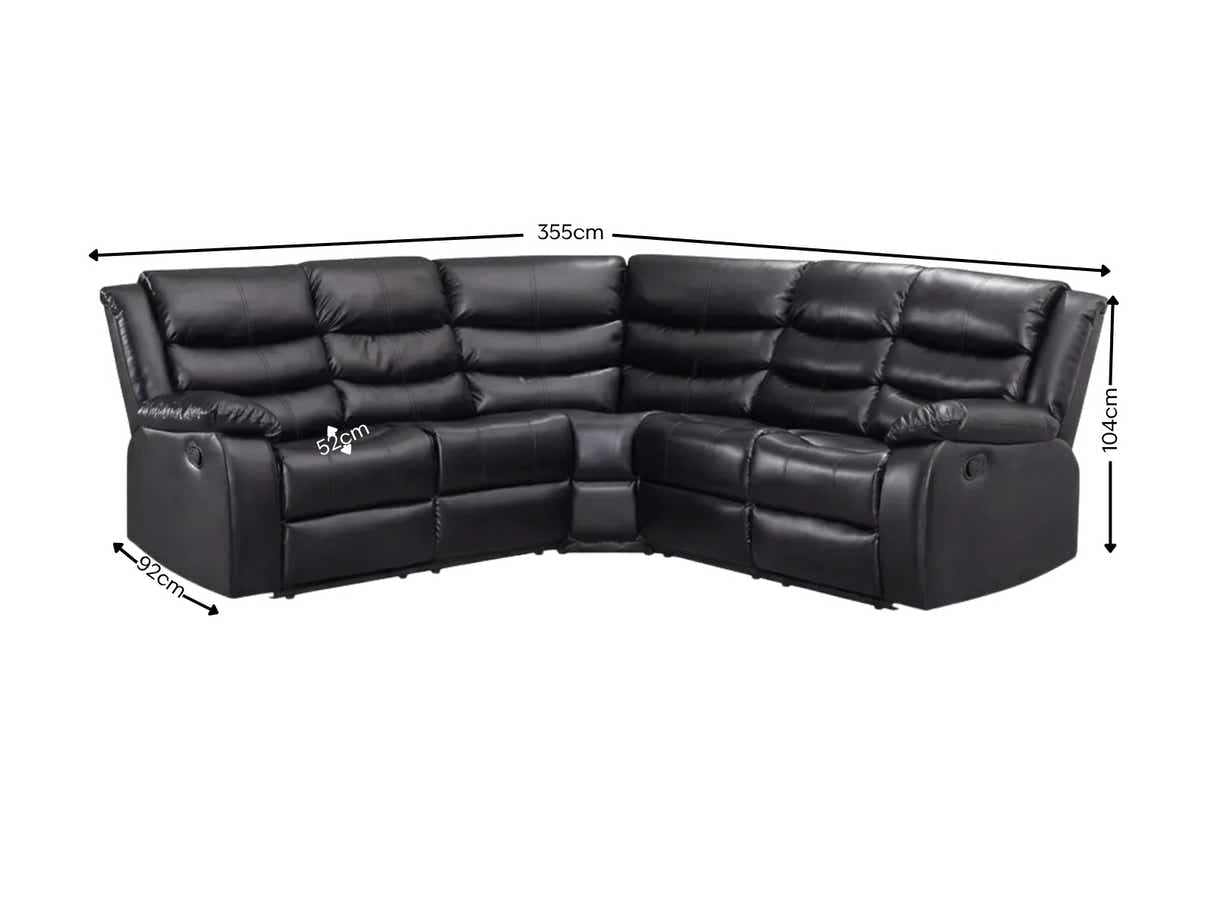 Khloe Recliner Sofa Set PU - Black