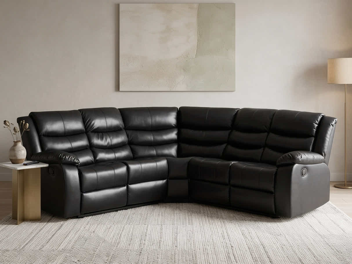 Khloe Recliner Sofa Set PU - Black
