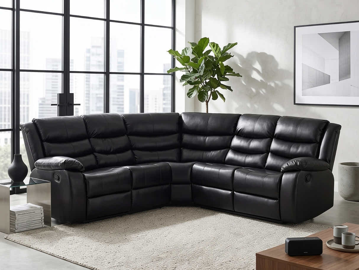 Khloe Recliner Sofa Set PU - Black