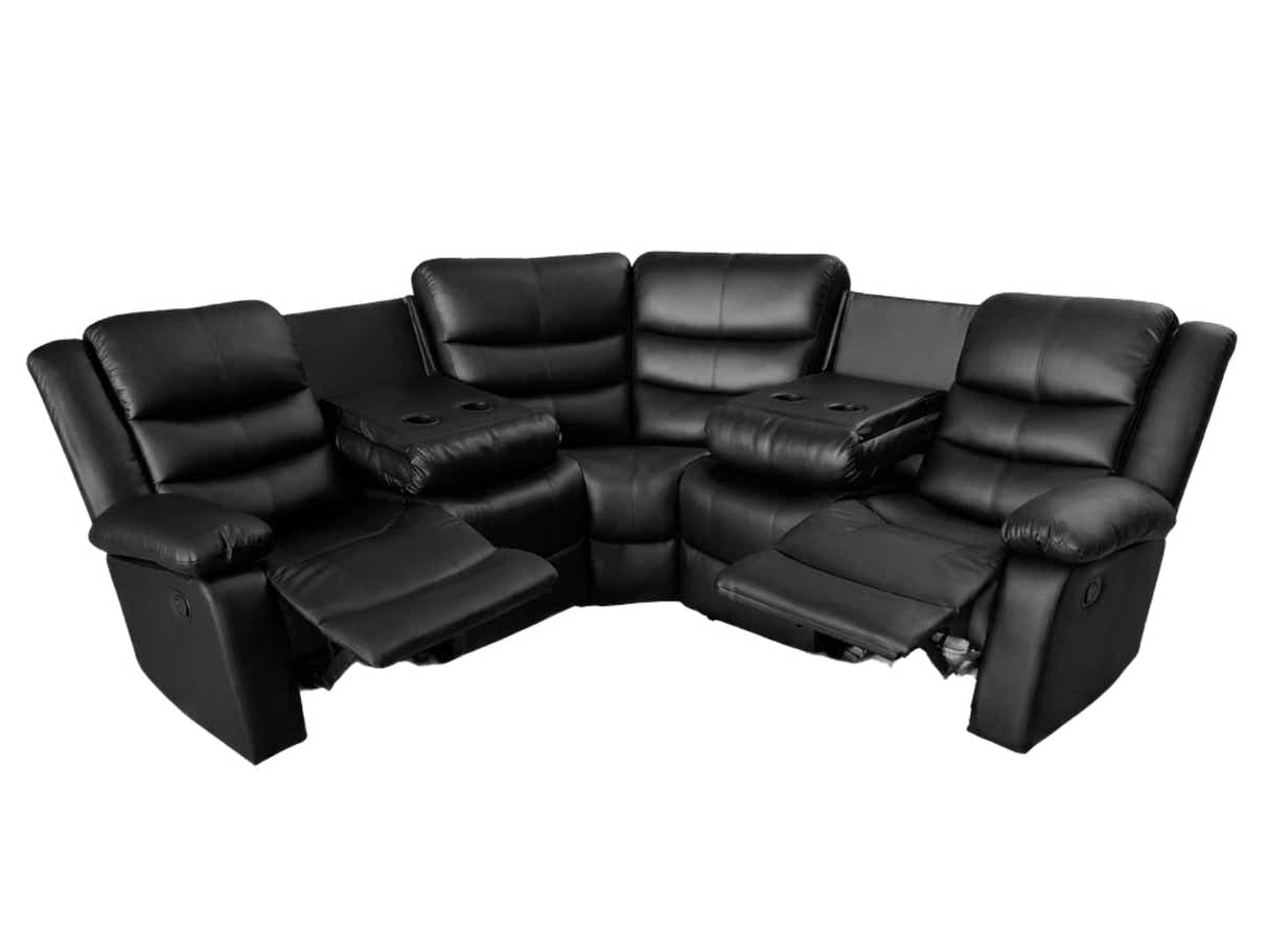 Khloe Recliner Sofa Set PU - Black