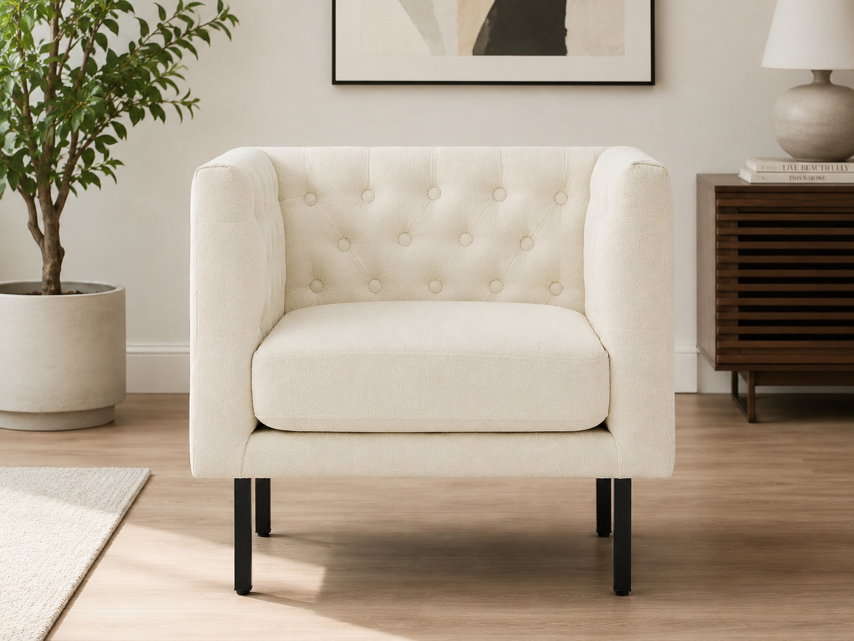 Tufted Club Chair - White