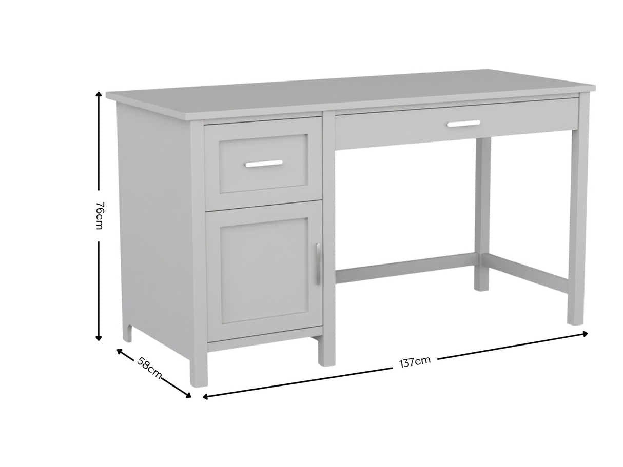 Home Office Desk with Storage - Grey