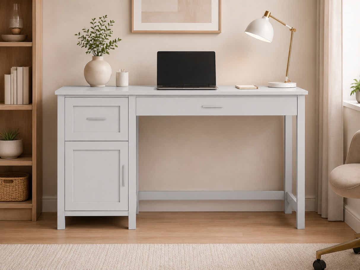 Home Office Desk with Storage - Grey