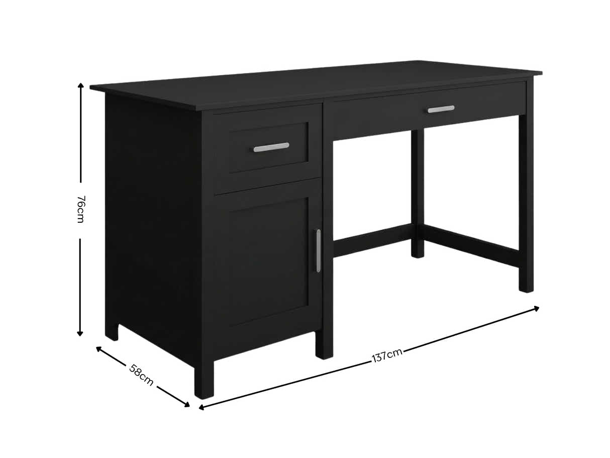 Home Office Desk with Storage - Black