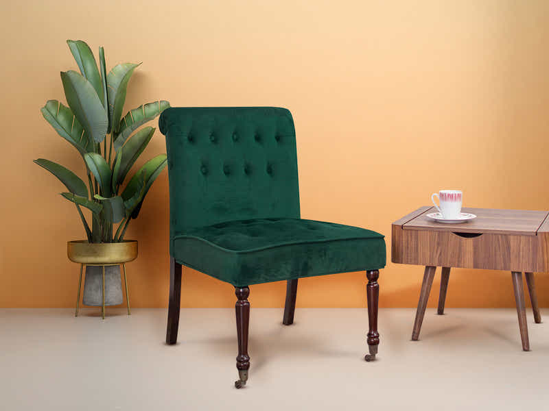 Pirie Velvet Accent Chair - Dark Green