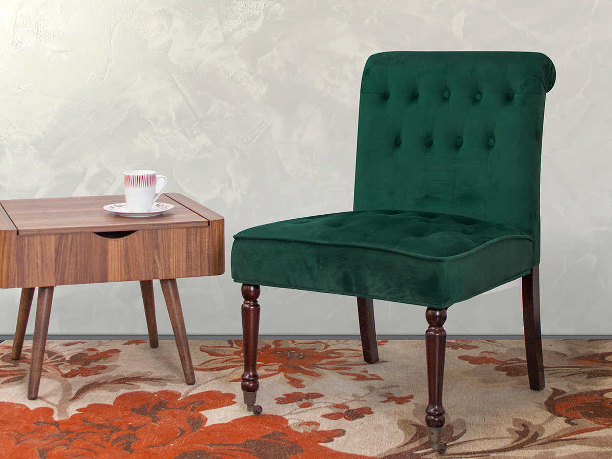 Pirie Velvet Accent Chair - Dark Green