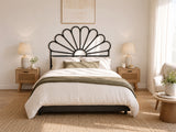 Rattan Headboard Petal Black - Double