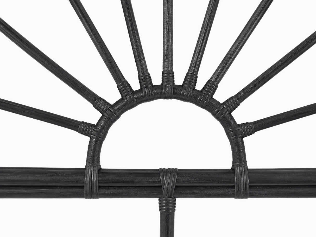 Rattan Headboard Petal Black - Double