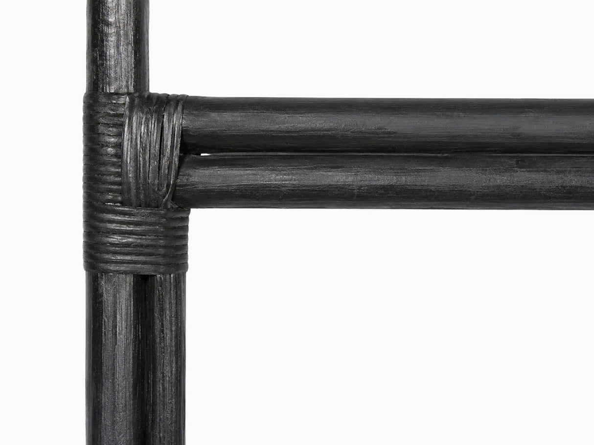 Rattan Headboard Petal Black - Double