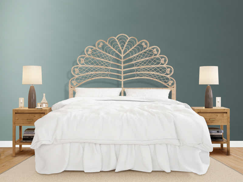 Rattan Headboard Leaf Natural - Double