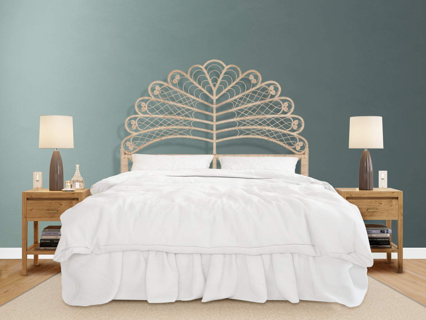 Rattan Bedhead Leaf - Double Natural