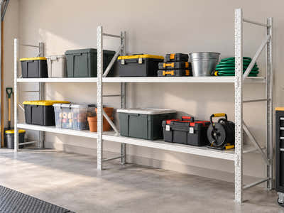 2-Layer Longspan Shelving Add-On Grey White – 1.5 M