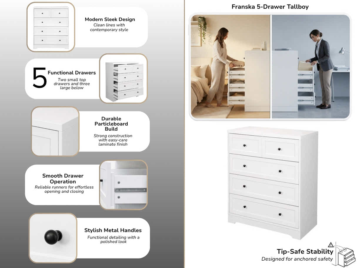 Franska 5-Drawer Tallboy
