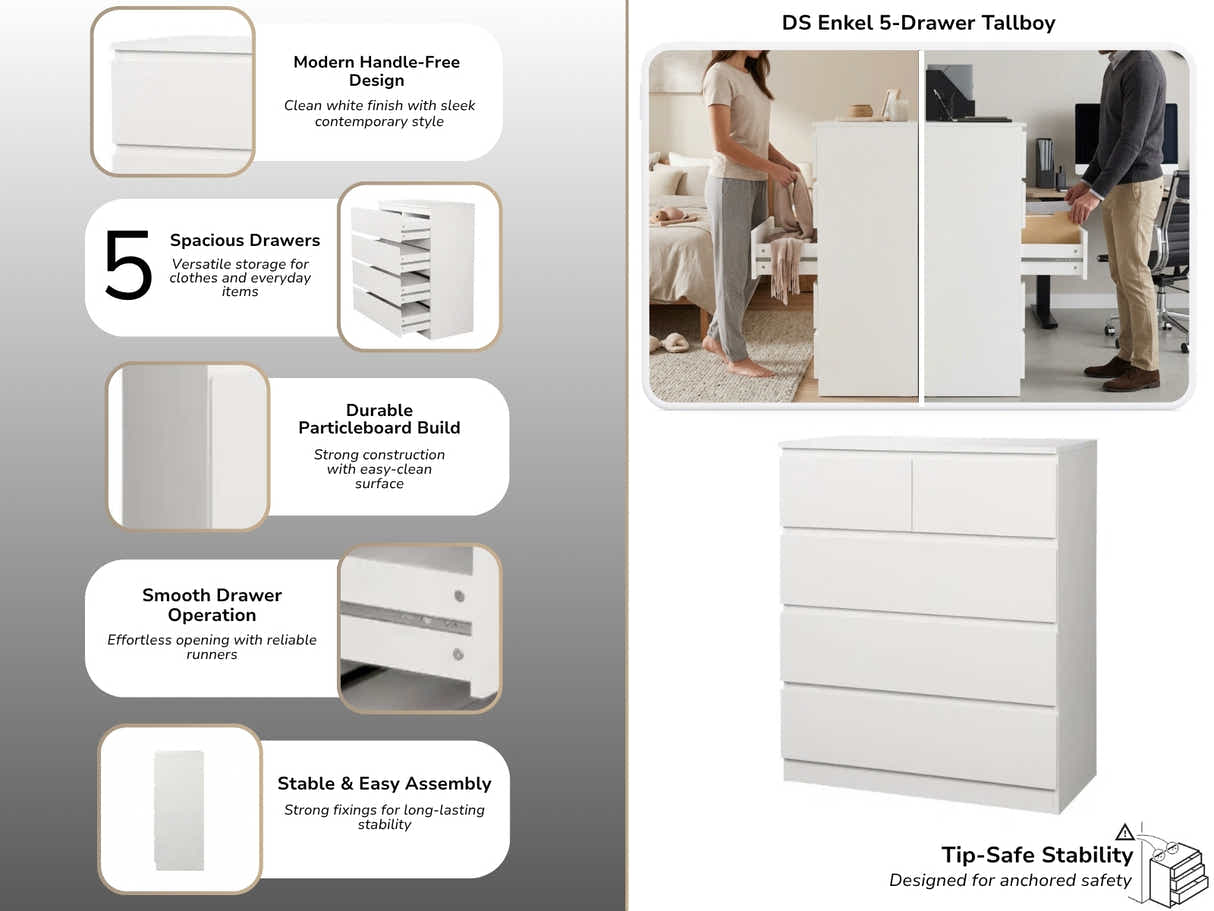 Enkel 5-Drawer Tallboy