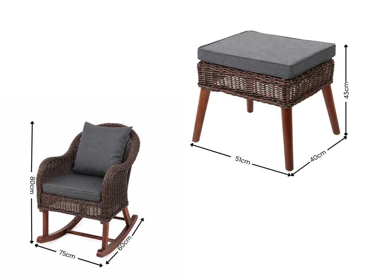 Cannes Rocking Chair with Foot Stool