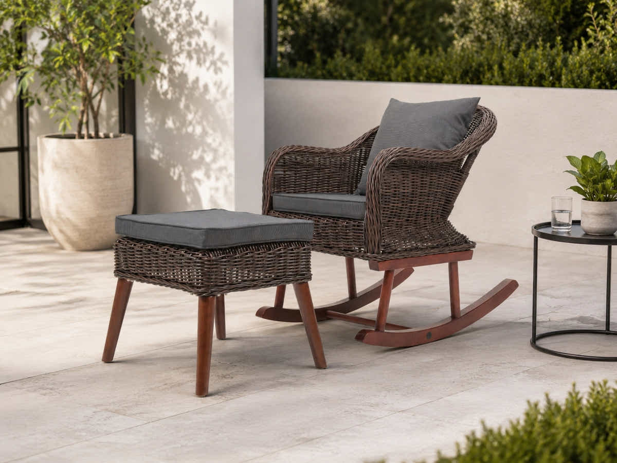 Cannes Rocking Chair with Foot Stool
