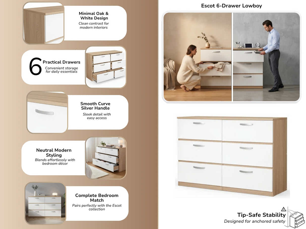 Escot 6-Drawer Lowboy