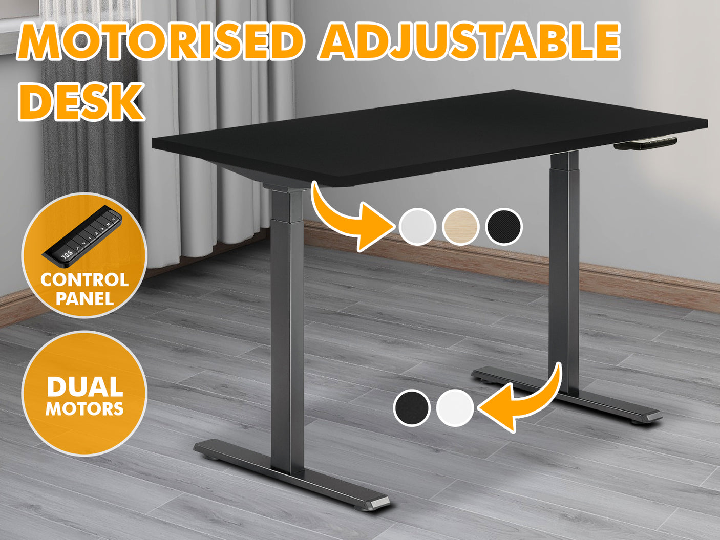 Table Top Black + Height Adjustable Desk