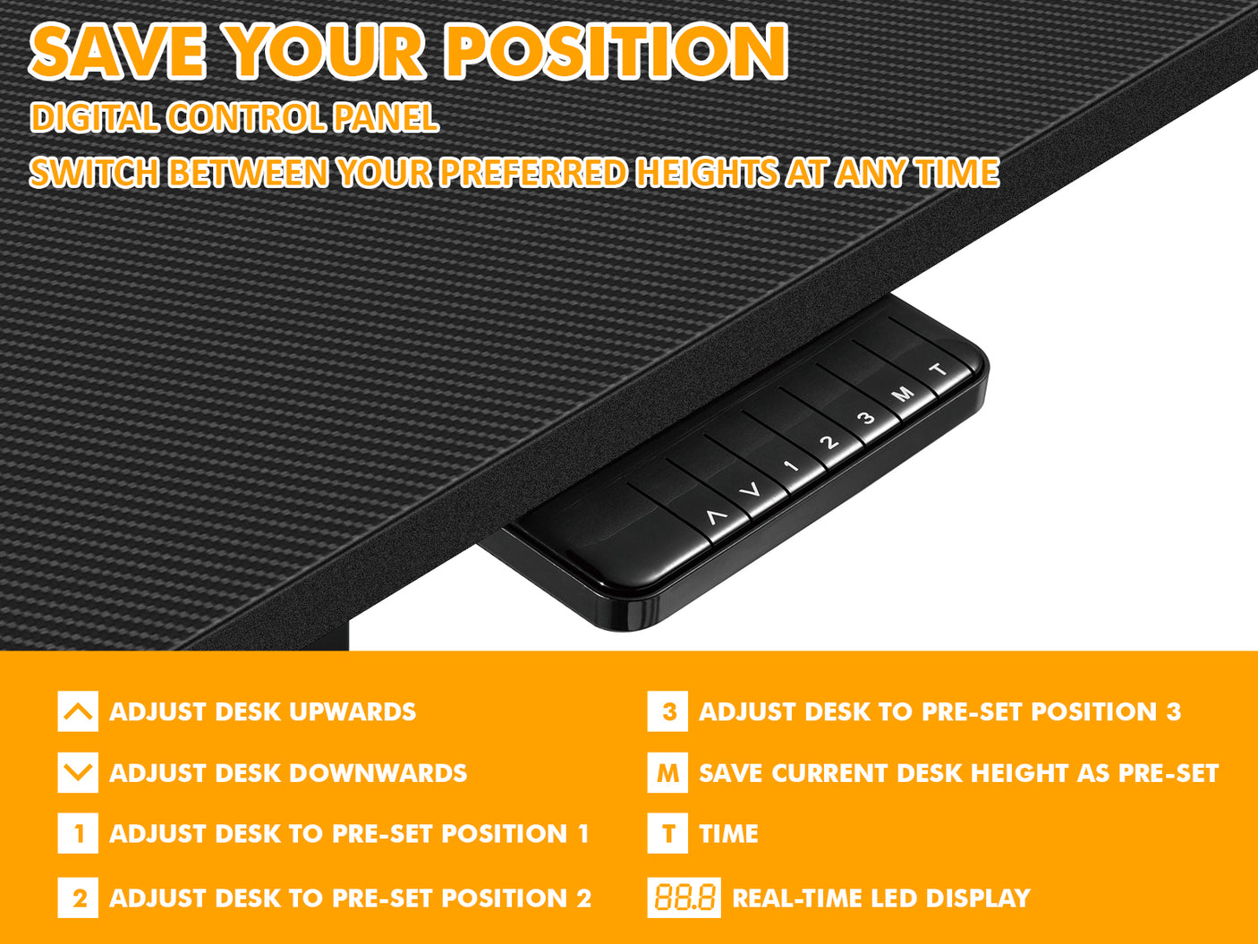 Table Top Black + Height Adjustable Desk