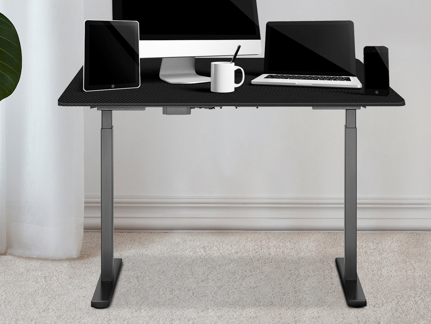 Table Top Black + Height Adjustable Desk