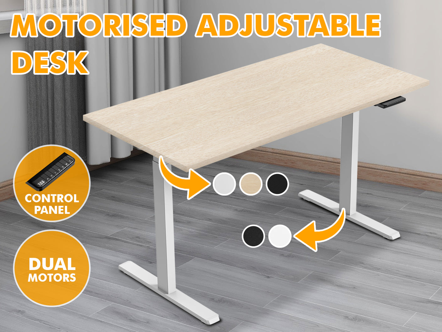 Table Top Height Adjustable Desk Frame Dual Motors