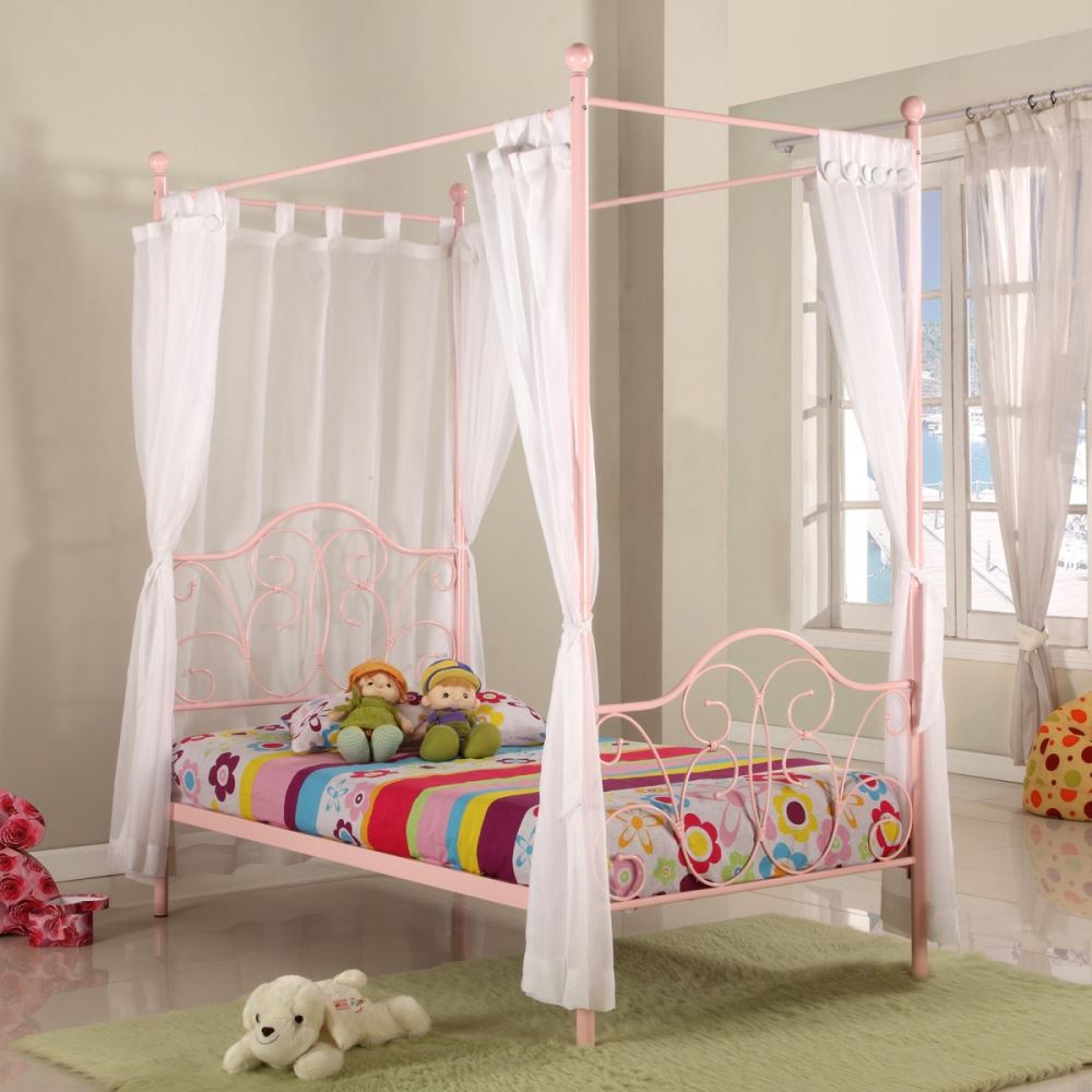 Canopy Princess Single Bed Metal with Mem23 Single