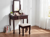 Dressing Table with Stool Brown - 74 cm