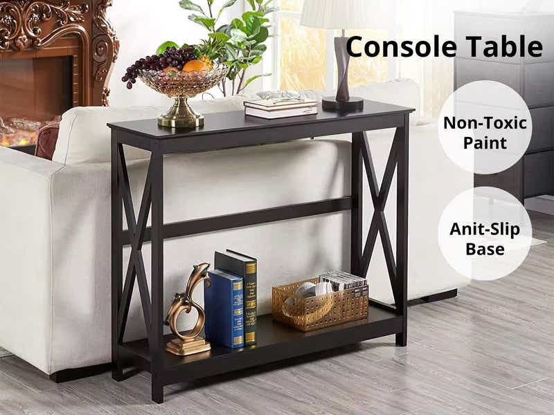 Console Table With Shelf - Black