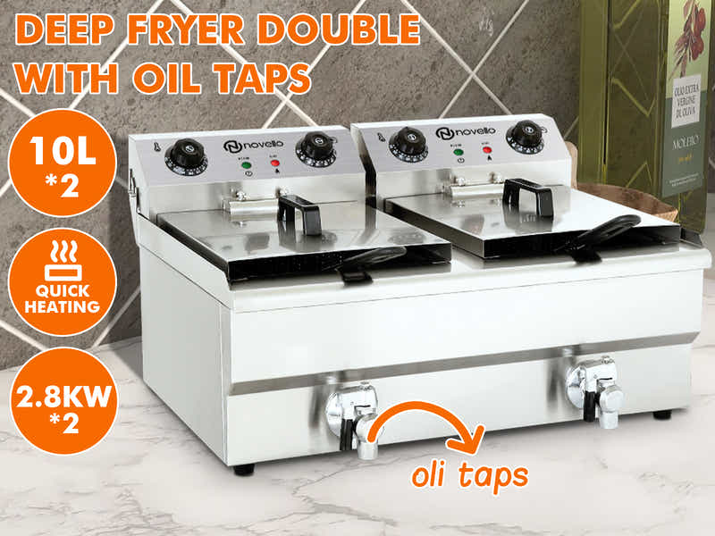 Twin Tank Electric Fryer with Dual Oil Taps