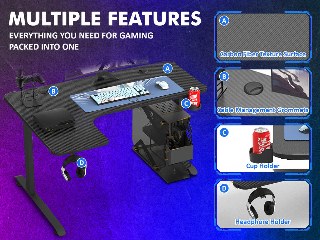 L-Shape Gaming Table (Left) - 160 cm