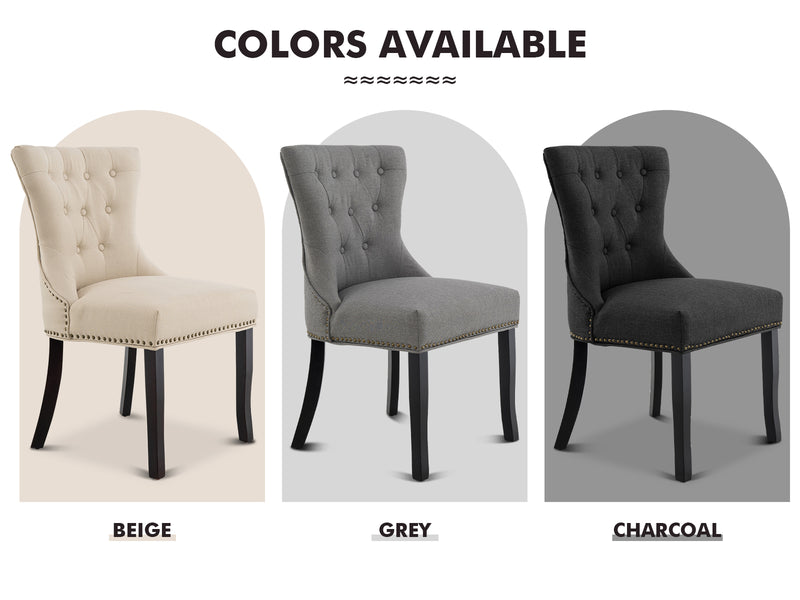 Nappi Linen Dining Chair Grey - Set of 2
