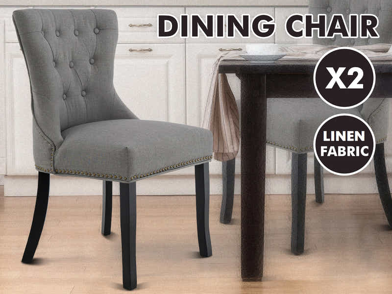 Nappi Linen Dining Chair Grey - Set of 2
