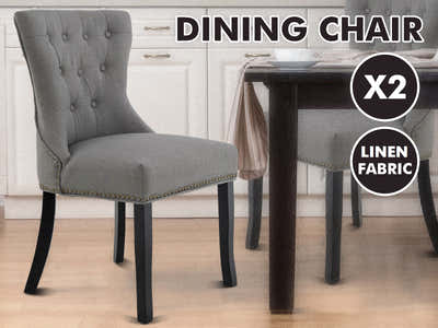 Nappi Linen Dining Chair Grey - Set of 2