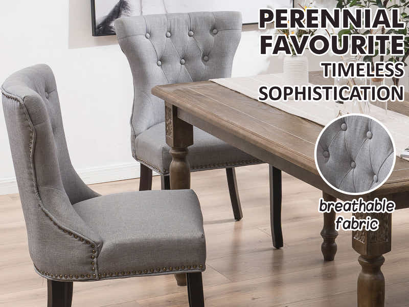 Nappi Linen Dining Chair Grey - Set of 2