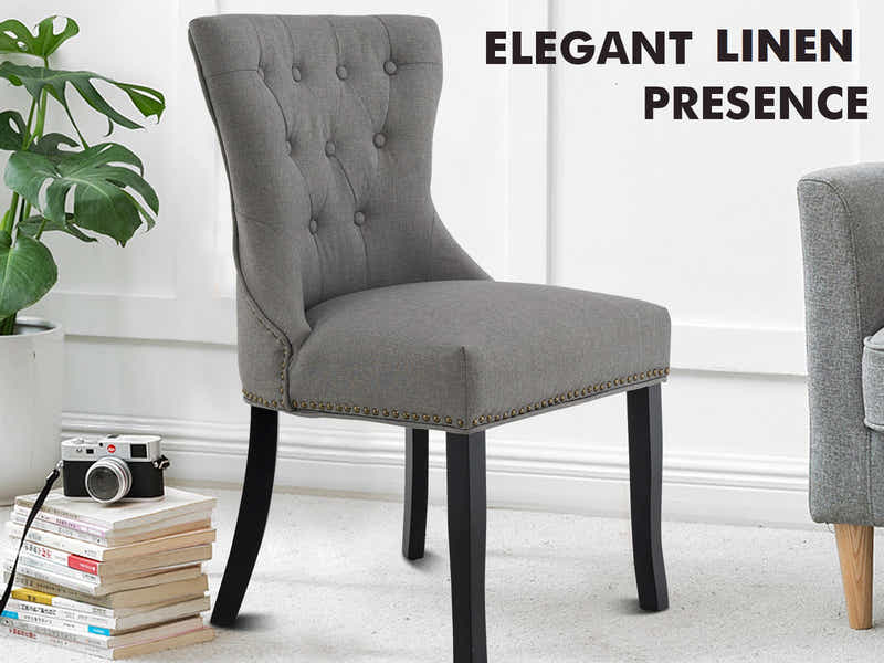 Nappi Linen Dining Chair Grey - Set of 2