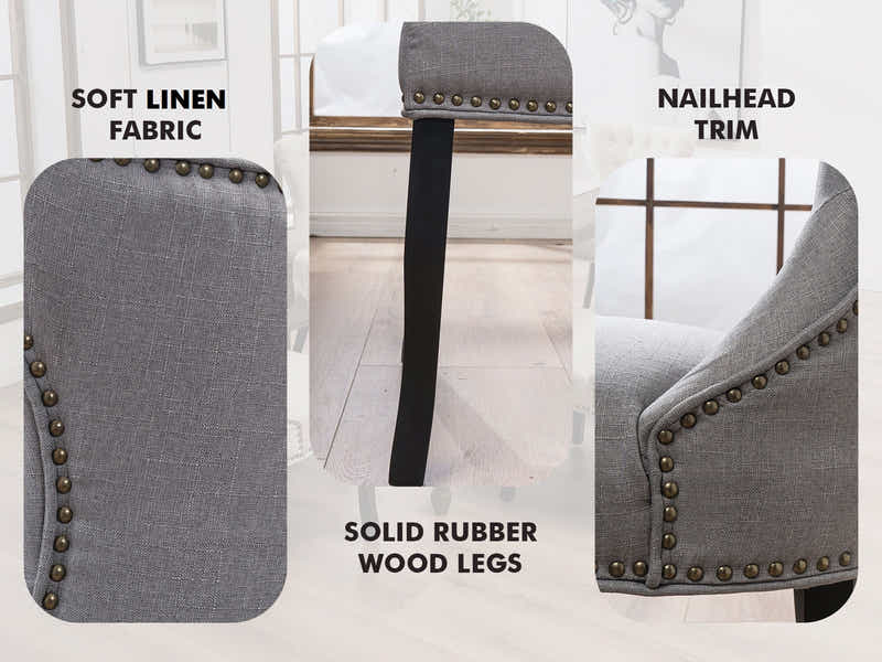 Nappi Linen Dining Chair Grey - Set of 2