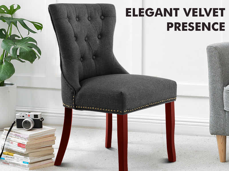 Nappi Linen Dining Chair Charcoal - Set of 2