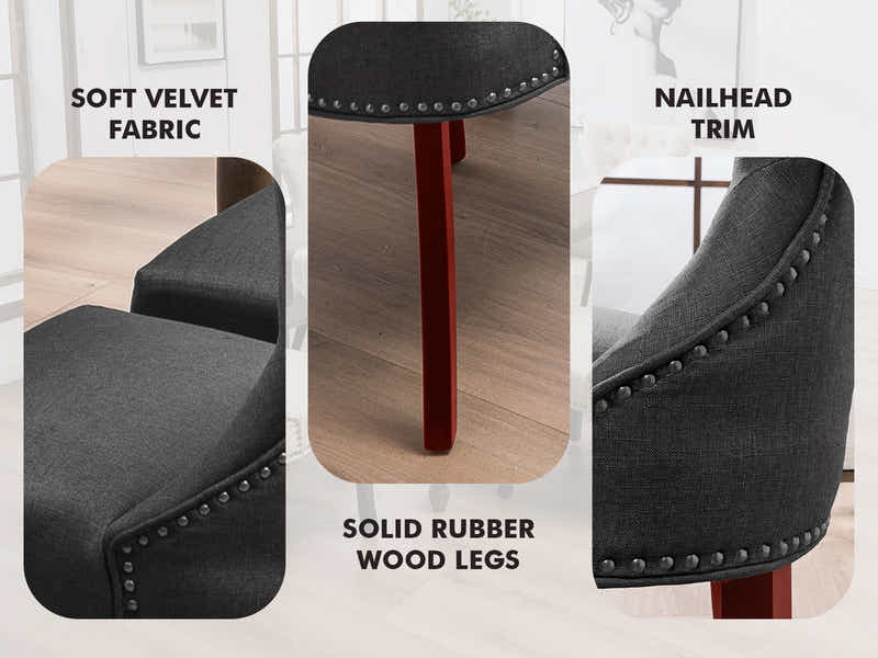 Nappi Linen Dining Chair Charcoal - Set of 2