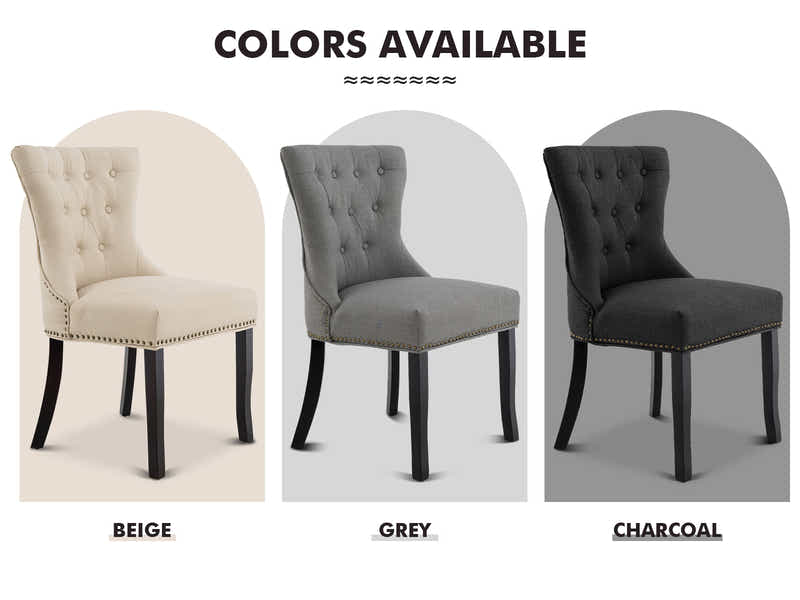 Nappi Linen Dining Chair Charcoal - Set of 2